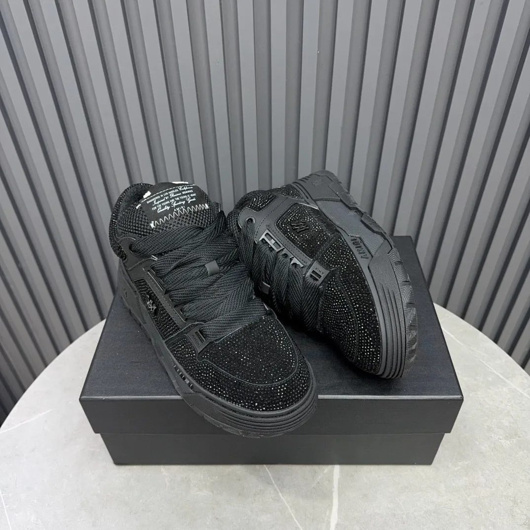 Men's men's shoes 💰800 AMIRI Amir Couple's new hot brick high street sneakers with bone sports shoes, toe-layer cowhide upper, upper side bones, purely hand-stitched, with good three-dimensional effect, customized metal LOGO, code number 35-44 (45, 46 customized)